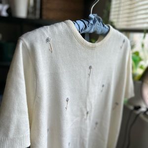 Liz Caiborne, Village collection vintage top, baby blue flowers